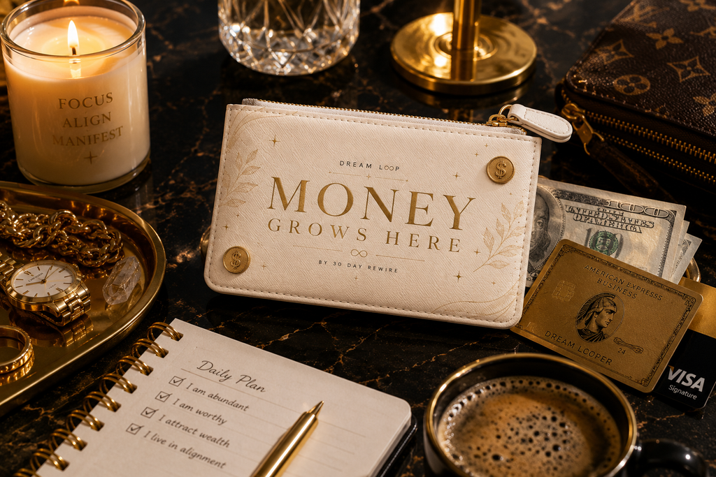 Money Grows Here Mini Clutch — Dream Loop Prosperity Wallet