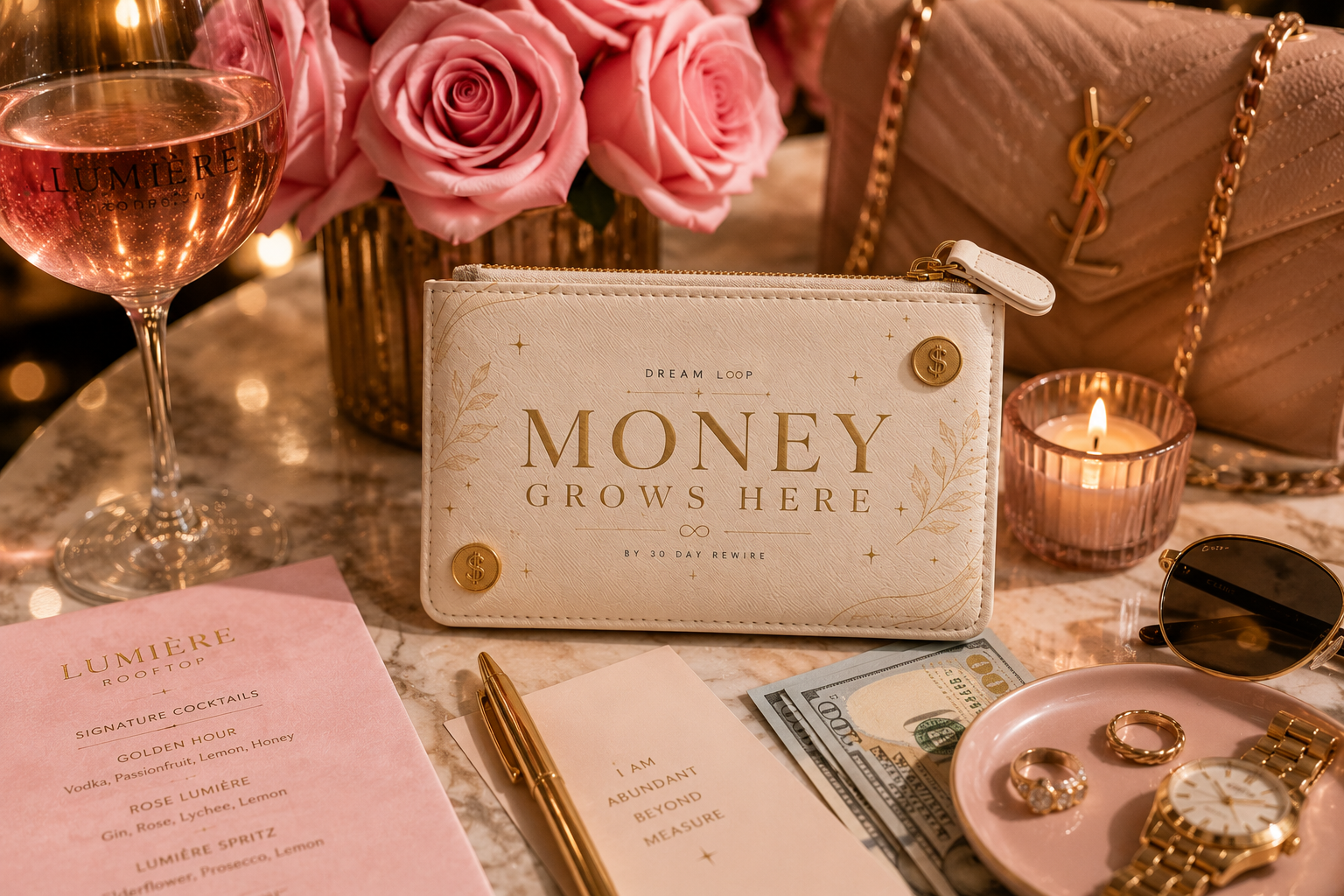 Money Grows Here Mini Clutch — Dream Loop Prosperity Wallet