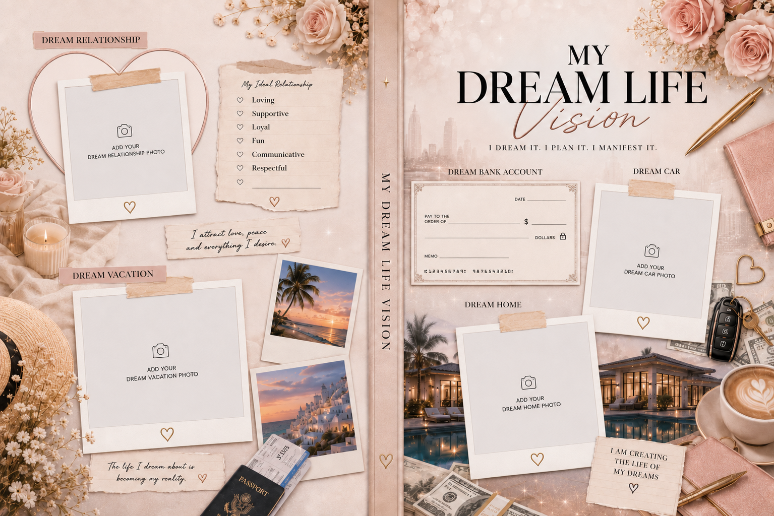 (Personalize Your Own) Hardcover Journal — "My Dream Life" Vision Planner: Vision Board Notebook